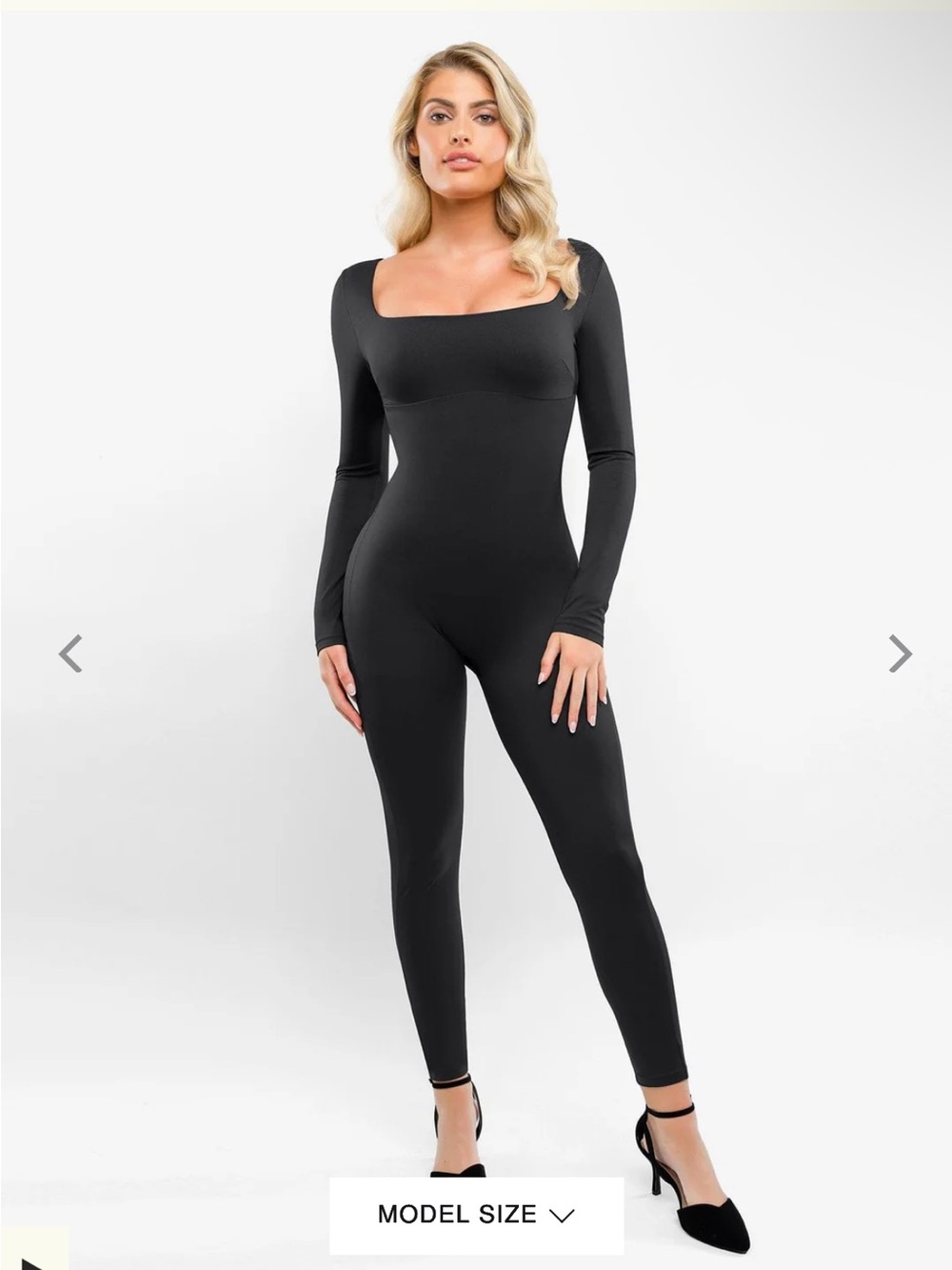 Popilush NWT Black Full Body Shapewear Jumpsuit Medium Square Neck Bodycon